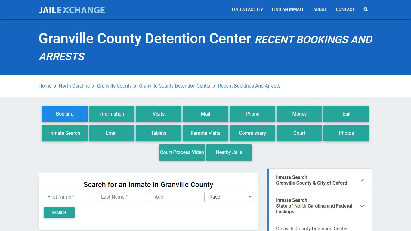 Granville County Detention Center Recent Bookings And Arrests