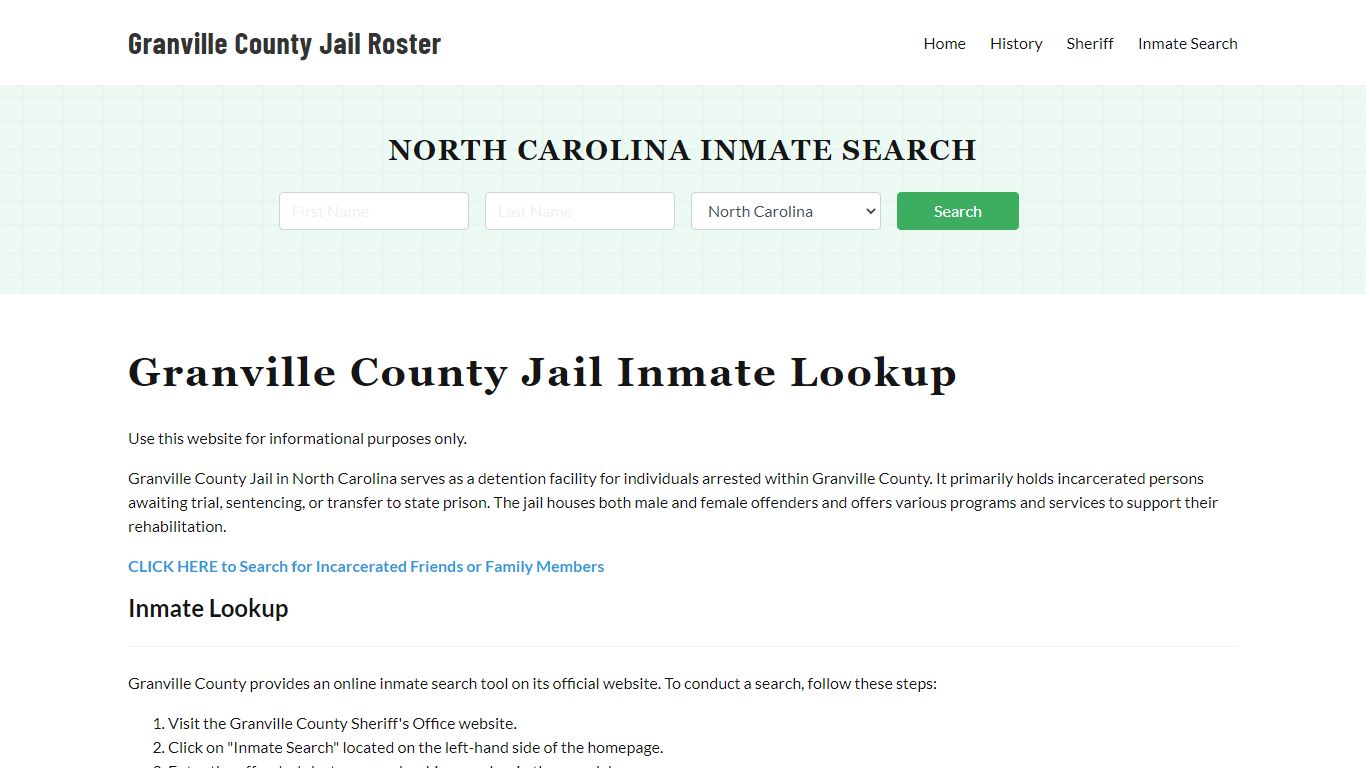 Granville County Jail Roster Lookup, NC, Inmate Search